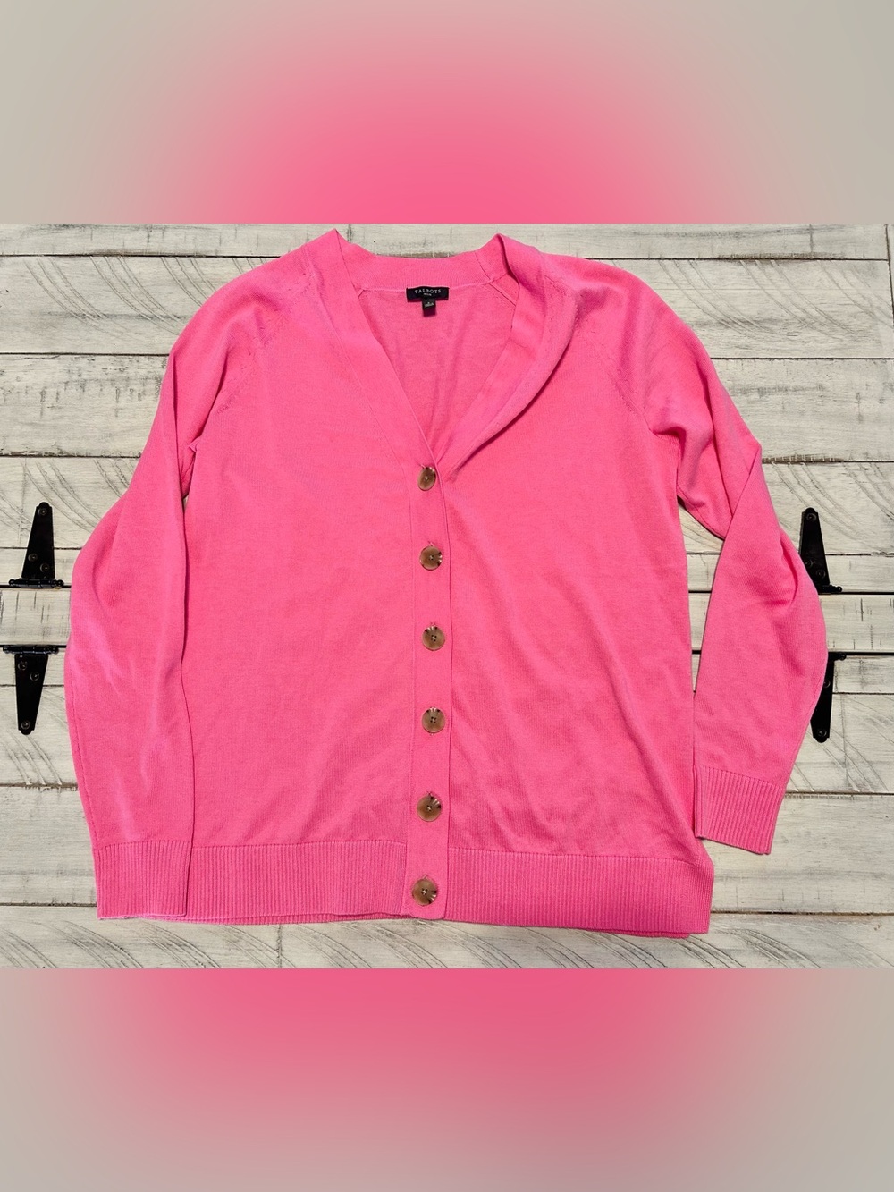 Talbots Women’s Petite Button Up V-Neck Cardigan Pink Size Small Petite